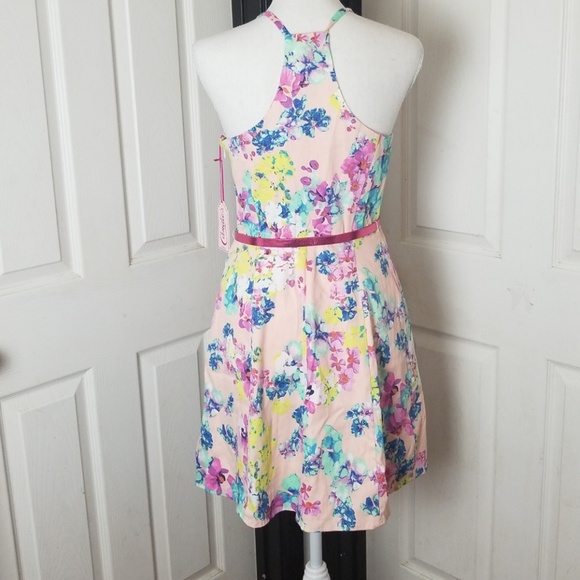 Candies Belted Floral Print Spring / Easter Dress - Picture 2 of 5